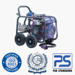 est pressure 450 bar Test medium water or oil Waterflow per minute 16 liter Electric engine 400V / 50Hz, 18.5 kW, 1420 rpm Ø100mm diameter high pressicion Wika gauge Equipped with a pressure adjustment valve Steppless pressure adjustment available Pump unit protected by internal a check-valve It is equipped with overload relaese valve Pressure pump protected by thermovalve Direct suction from water network or water tank Flow rate is constant over the entire pressure range Designed for heavy duty and continuous operations