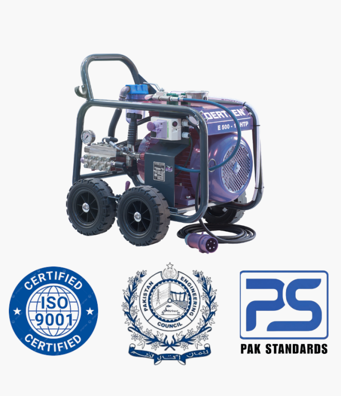 est pressure 450 bar Test medium water or oil Waterflow per minute 16 liter Electric engine 400V / 50Hz, 18.5 kW, 1420 rpm Ø100mm diameter high pressicion Wika gauge Equipped with a pressure adjustment valve Steppless pressure adjustment available Pump unit protected by internal a check-valve It is equipped with overload relaese valve Pressure pump protected by thermovalve Direct suction from water network or water tank Flow rate is constant over the entire pressure range Designed for heavy duty and continuous operations