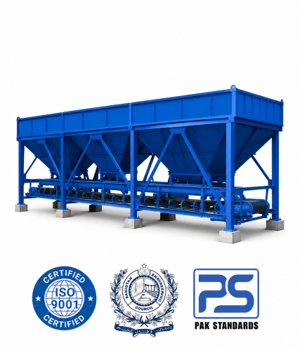 Pak Standards offers premium quality Aggregate Bins specially designed for asphalt mixing plants, concrete batching plants, and construction material handling systems. These bins are engineered for precise aggregate storage and controlled feeding of sand, gravel, crushed stone, and other construction materials. Manufactured with high-strength steel and advanced fabrication techniques, the bins provide long operational life, corrosion resistance, and efficient aggregate discharge. The conveyor feeding system ensures smooth material flow and accurate batching performance. These aggregate bins are widely used in road construction projects, civil engineering works, infrastructure development, and industrial batching applications.